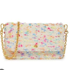 Lele Sadoughi Rainbow Confetti Boucle Cleo Clutch